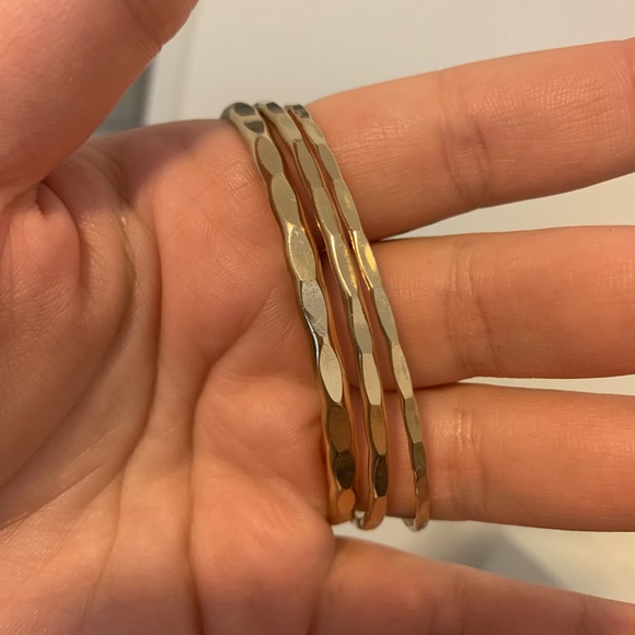 Hammered Gold Cuff Bracelets - Picture 4 of 6